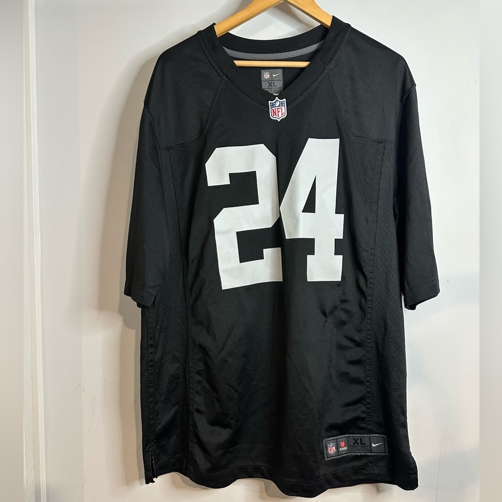 Marshawn Lynch #24 Oakland Raiders NFL NIKE Home Black Game Jersey Men's XL